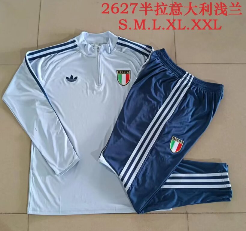 AAA Quality Italy 26/27 Tracksuit - White/Navy Blue